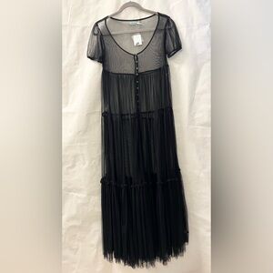 Urban Outfitters Kimchi Blue Sheer Black Tiered Maxi Dress NWT